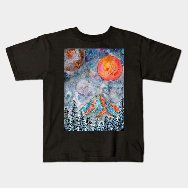 Starry Cold Night Kids T-Shirt by ZeichenbloQ